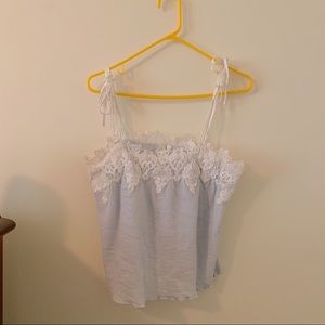 ANTHROPOLOGY Blue & White Lace Danny Tank Top